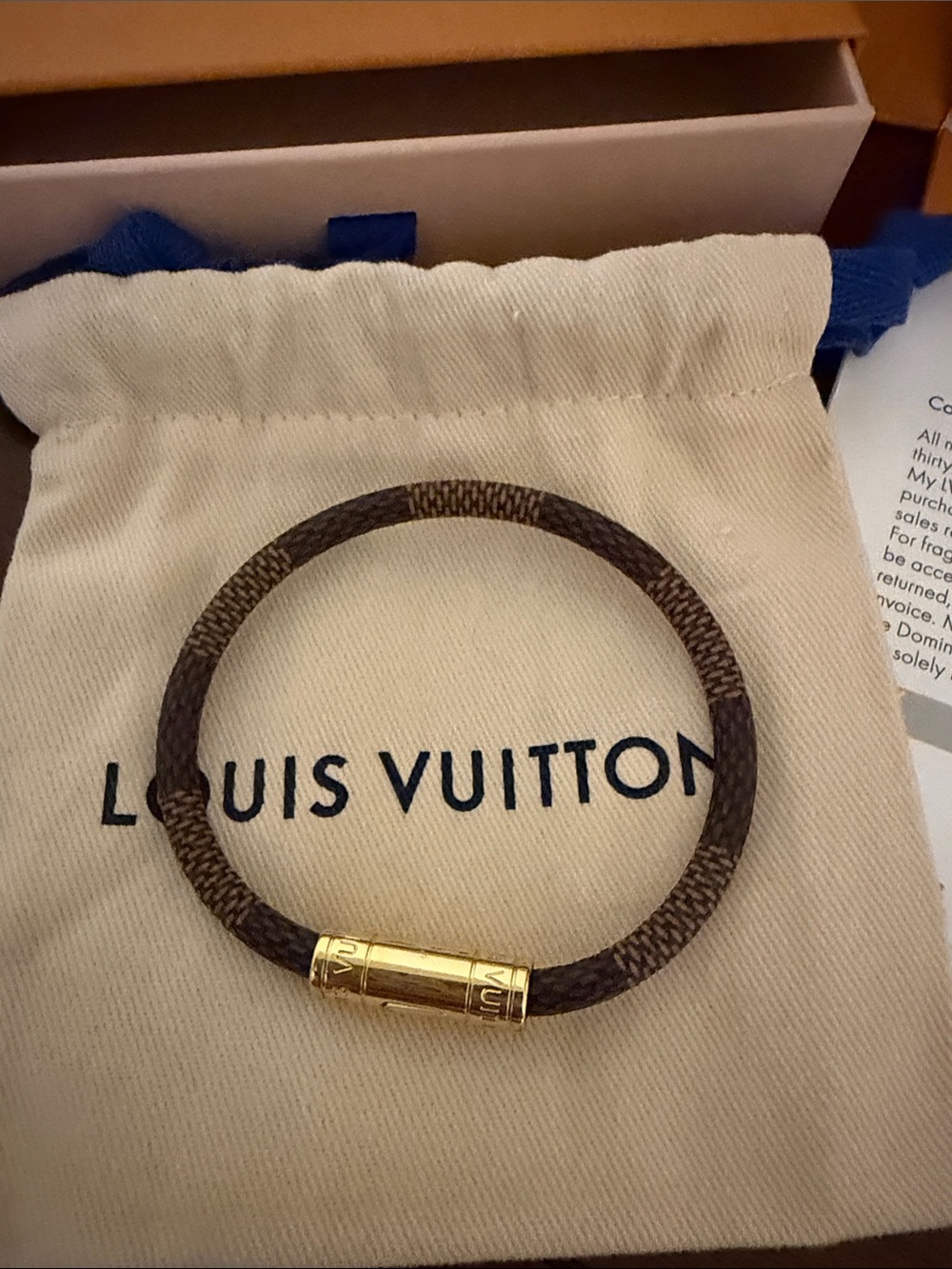 Louis Vuitton Brown Monogram Canvas Bracelet with Gold-Tone Clasp